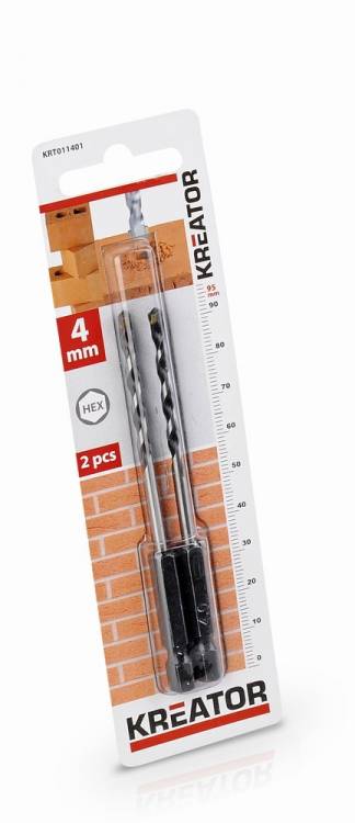 Obrázek k výrobku 14785 - 2 ks HEX Vrtáků do kamene a zdiva 4.0 x 95 mm