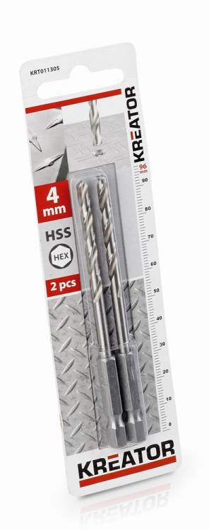 Obrázek k výrobku 14781 - 2 ks HSS Vrtáků do kovu HEX 4.0 x 96 mm