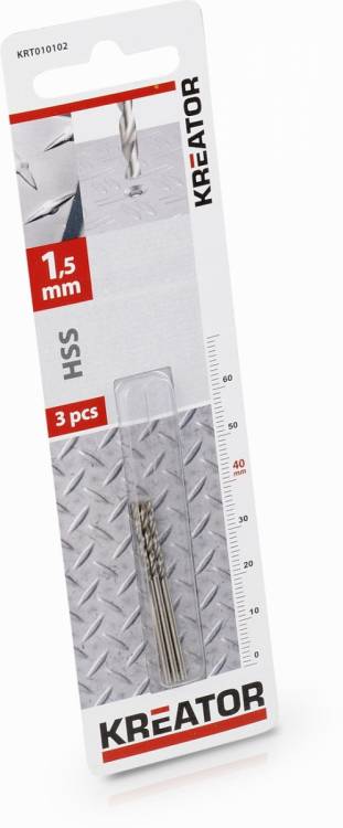 Obrázek k výrobku 14634 - 3ks HSS vrták do kovu 1,5x40 mm