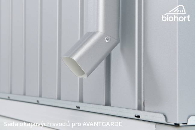 Obrázek k výrobku 38384 - Biohort Sada okapových svodů pro AVANTGARDE, stříbrná metalíza, 2 kusy .