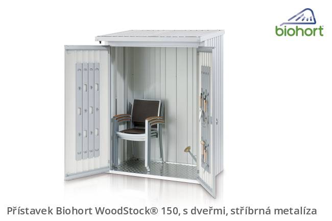 Obrázek k výrobku 38427 - Biohort Zadní stěna WoodStock® 150, stříbrná metalíza .