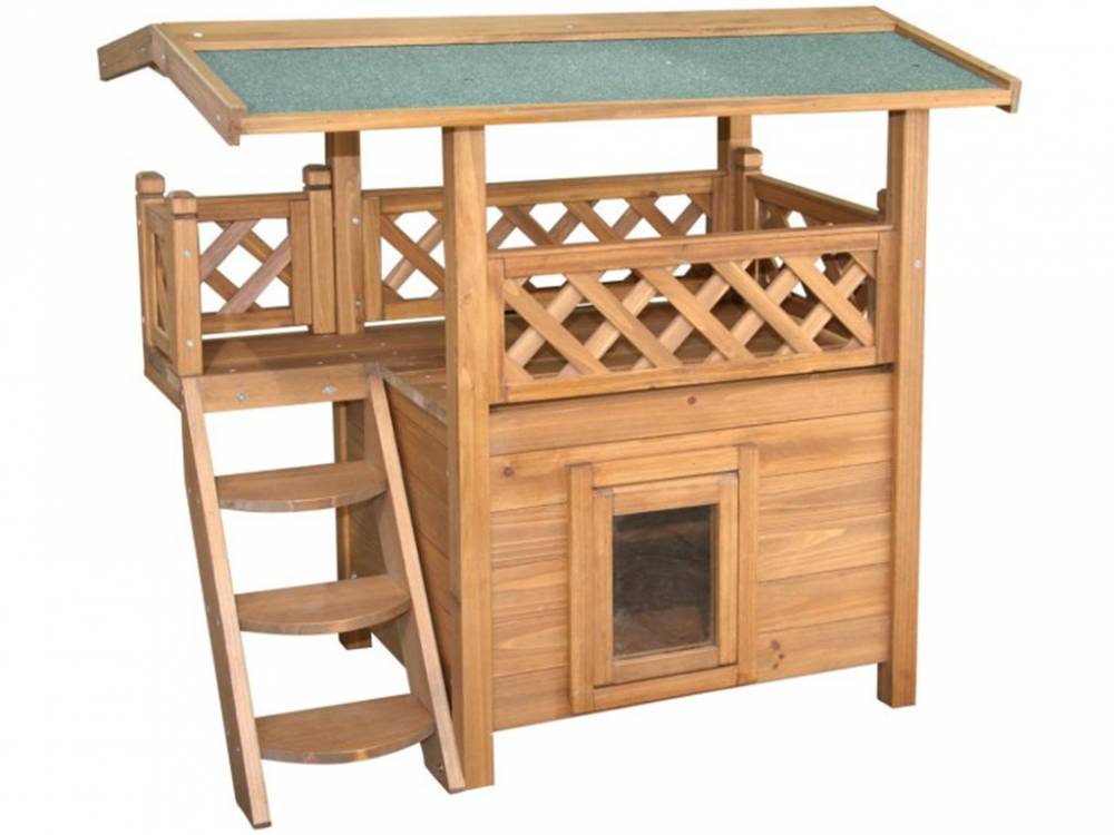 Obrázek k výrobku 81596 - Bouda pro kočky s terasou KERBL LODGE 77x50x73cm