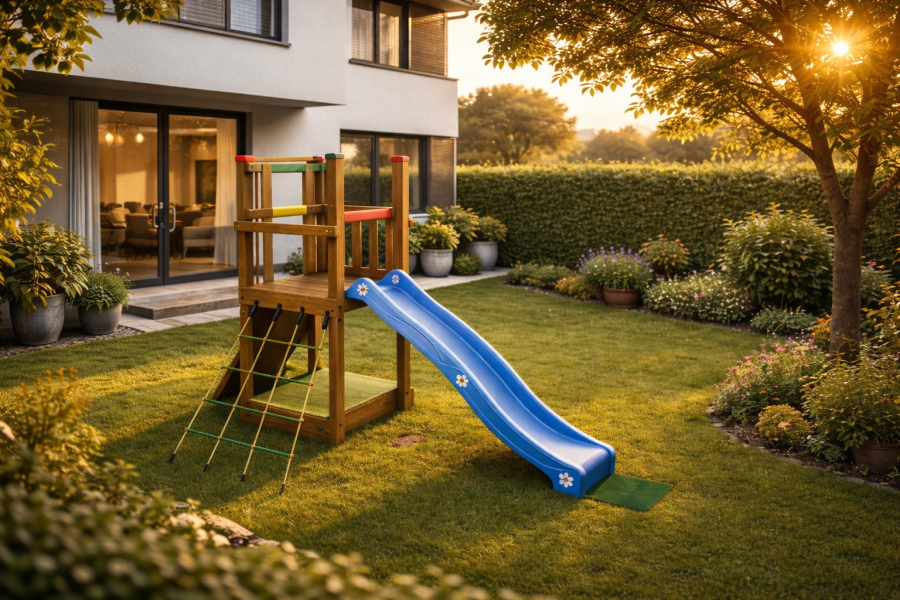 Obrázek k výrobku 39542 - DĚTSKÉ HŘIŠTĚ Monkey´s Home EKO-LINE TURRET PLUS 110X110X240cm