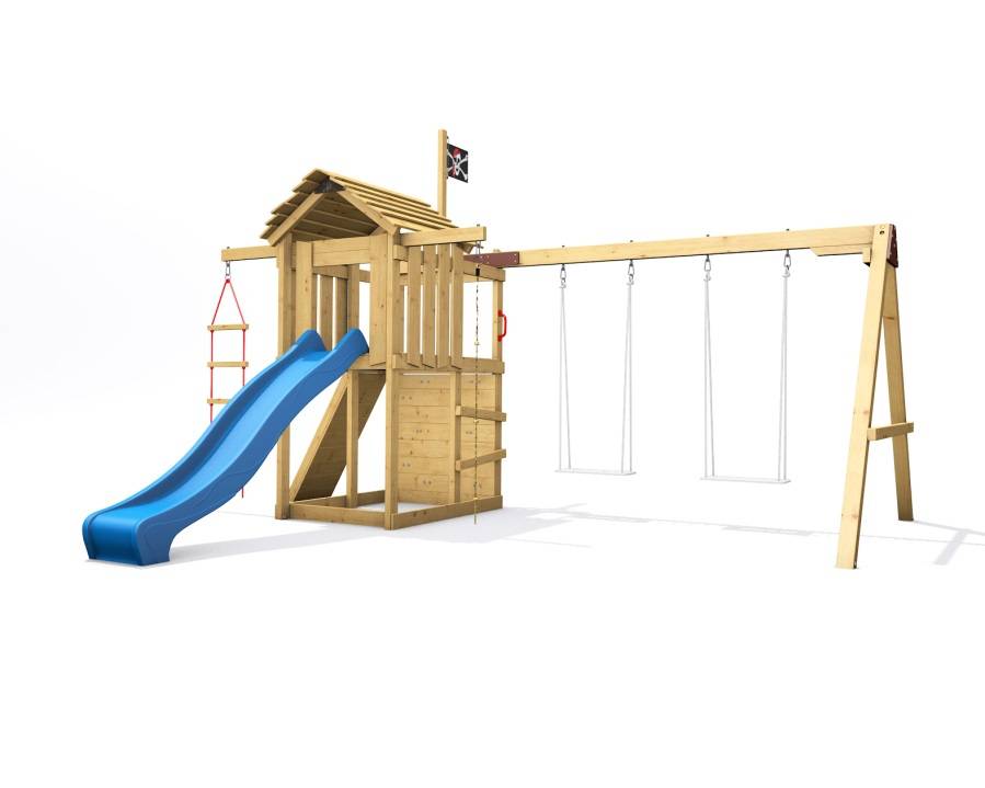 Obrázek k výrobku 80807 - Dětské hřiště Monkey´s Home Malý pirát JIM s modrou skluzavkou Dětské hřiště Monkey´s Home Malý pirát JIM s modrou skluzavkou