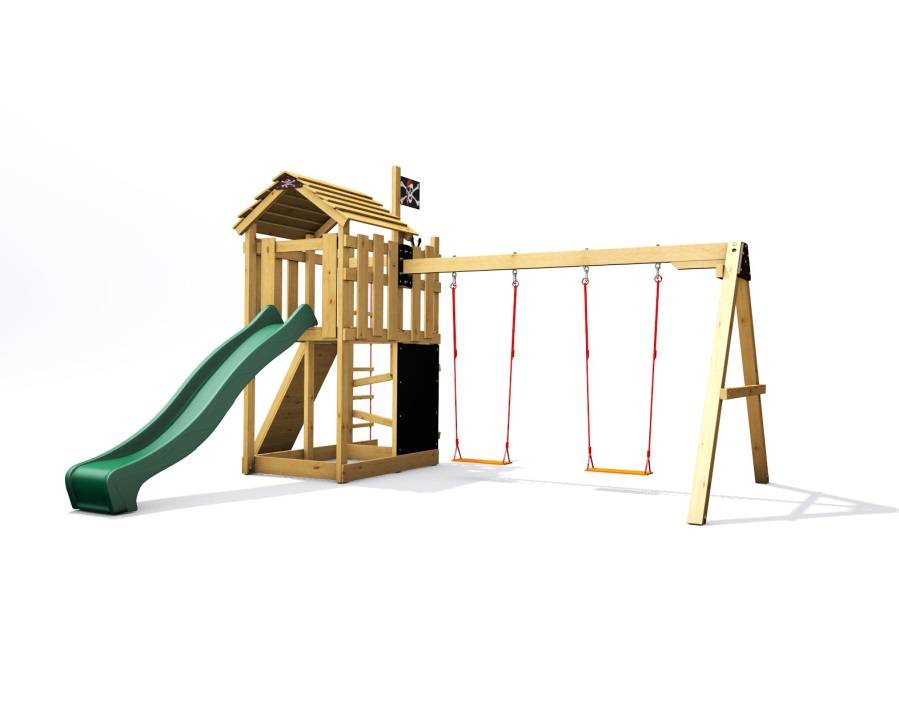 Obrázek k výrobku 78607 - Dětské hřiště Monkey´s Home Malý pirát RED se zelenou skluzavkou Dětské hřiště Monkey´s Home Malý pirát RED se zelenou skluzavkou