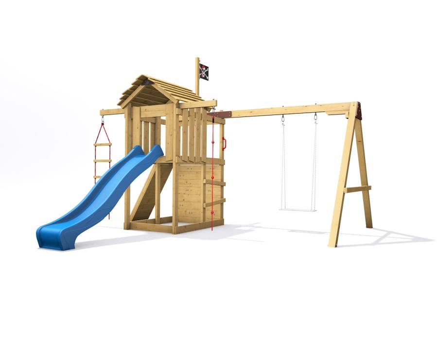 Obrázek k výrobku 82514 - Dětské hřiště Monkey´s Home Malý pirát SAM s modrou skluzavkou Dětské hřiště Monkey´s Home Malý pirát SAM s modrou skluzavkou