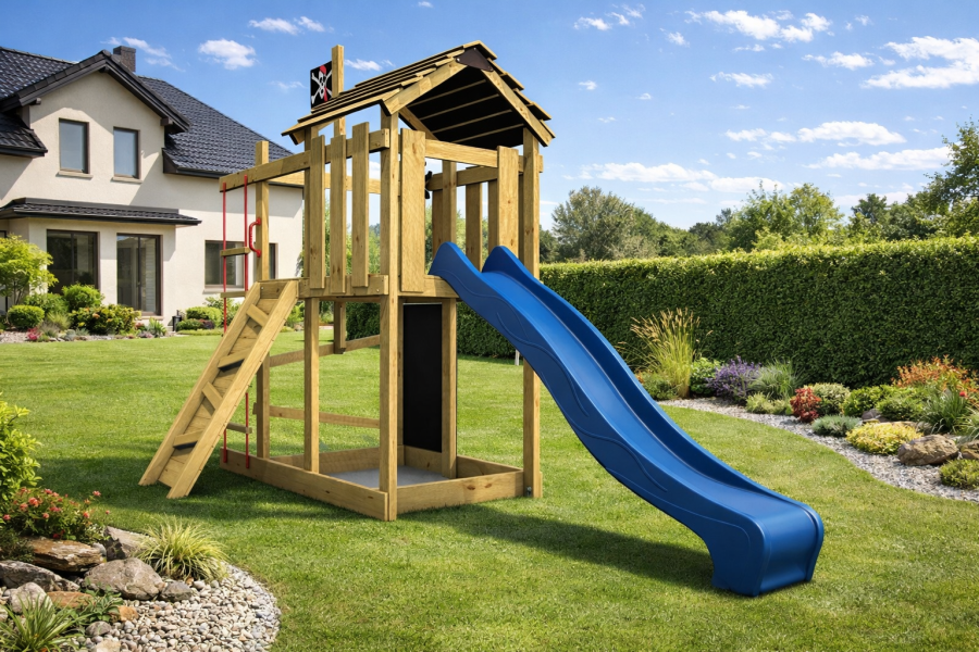 Obrázek k výrobku 78598 - Dětské hřiště Monkey´s Home Malý pirát ZET s modrou skluzavkou