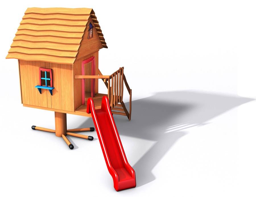 Obrázek k výrobku 21816 - Dětský domek se skluzavkou na kuří nožce .