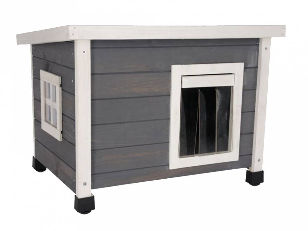 Obrázek k výrobku 81681 - Dřevěná bouda pro kočky KERBL RUSTICA šedá