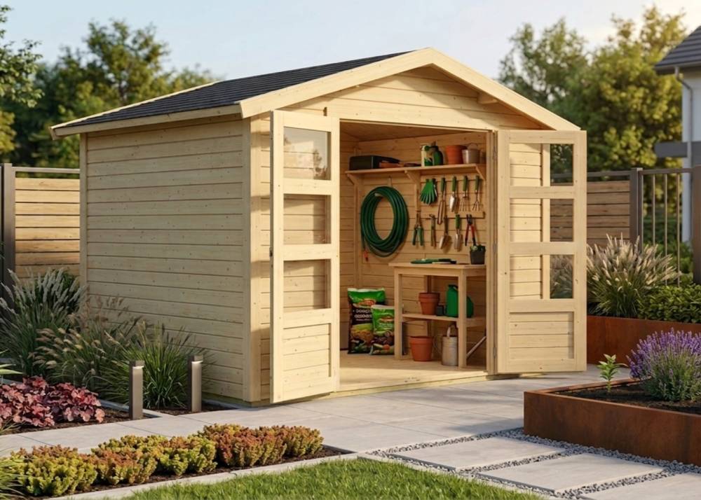 Obrázek k výrobku 53457 - dřevěný domek KARIBU AMBERG 3 (82972) natur