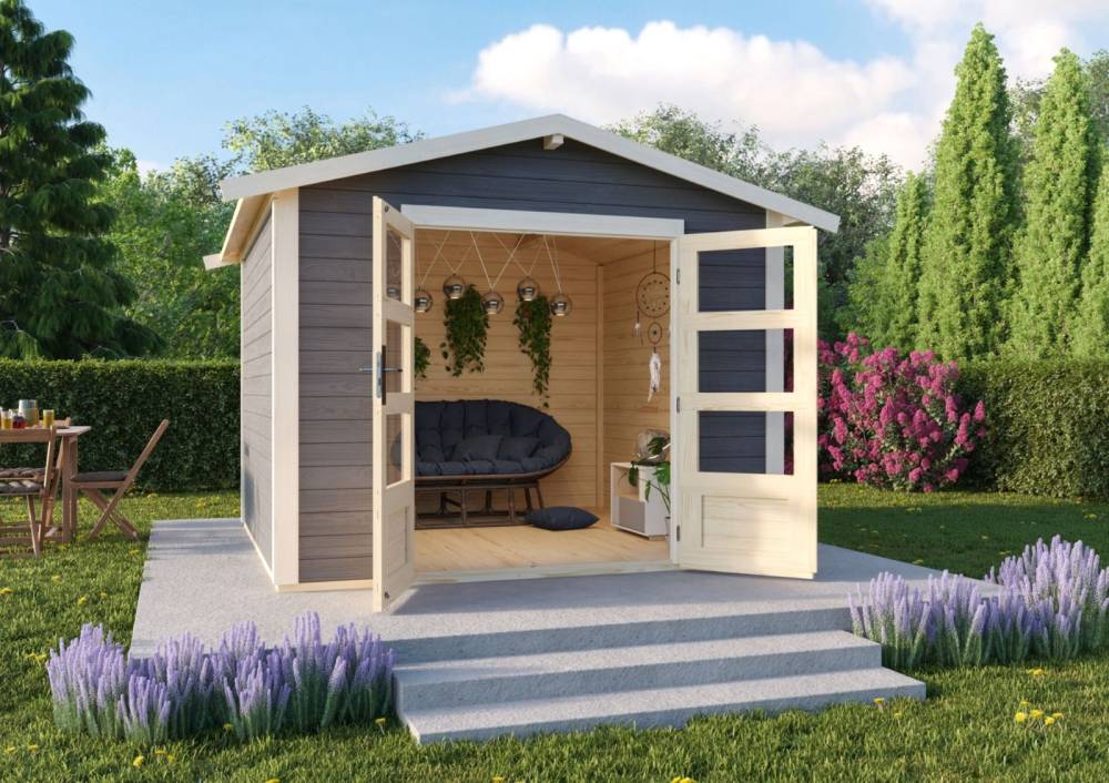 Obrázek k výrobku 53623 - dřevěný domek KARIBU TALKAU 6 (83339) tm. šedý