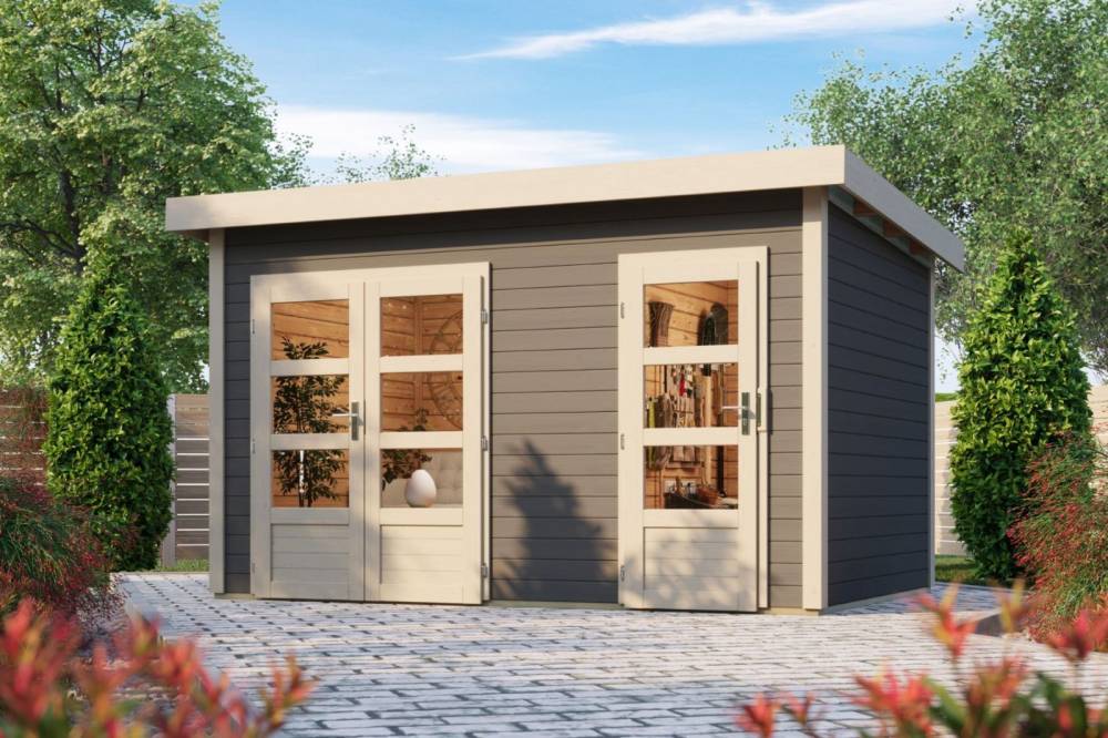 Obrázek k výrobku 53629 - dřevěný domek KARIBU TINTRUP (83140) tm. šedý