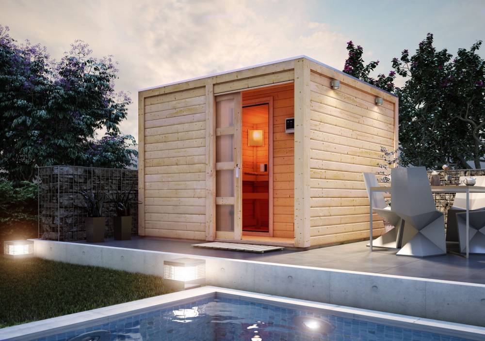 Obrázek k výrobku 22101 - finská sauna KARIBU CUBEN (80796) s předsíní