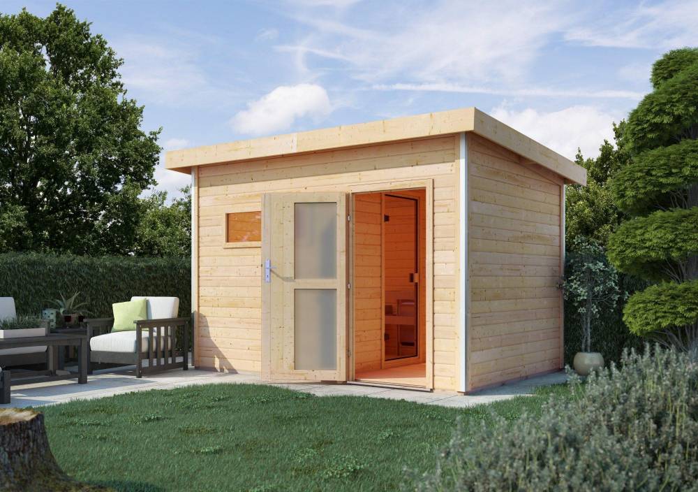 Obrázek k výrobku 54151 - Finská sauna KARIBU SKROLLAN 3 (86308) s předsíní