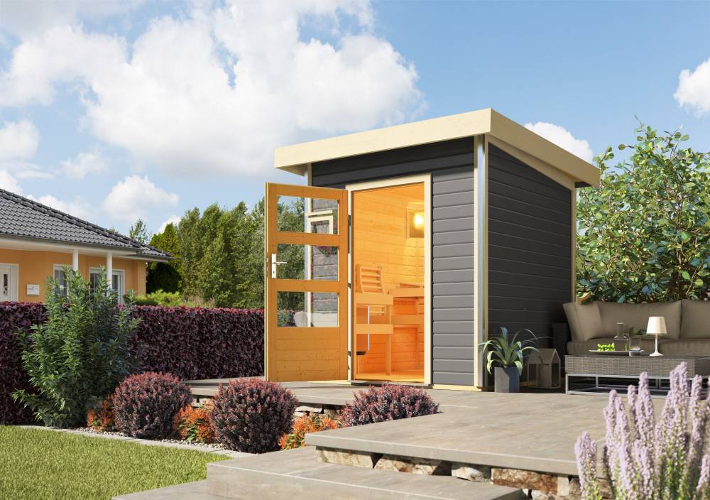 Obrázek k výrobku 54146 - Finská sauna KARIBU TORGE (86187) tm. šedá