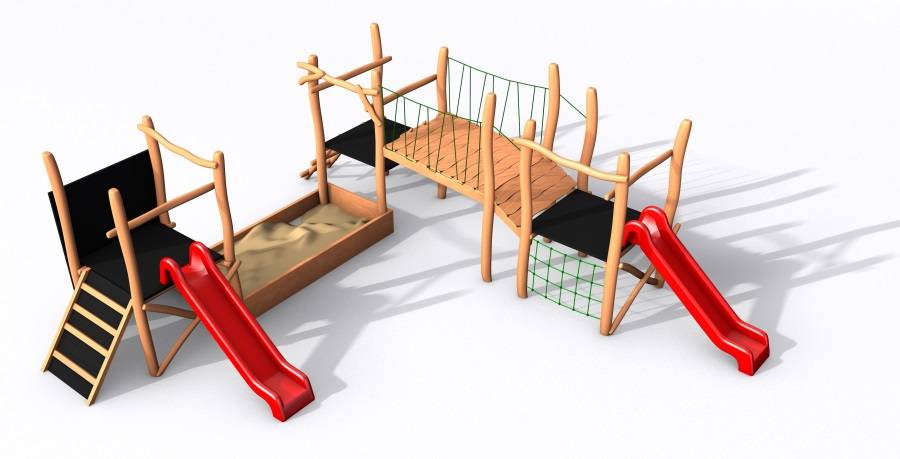 Obrázek k výrobku 34283 - Herní sestava Tří věží s pískovnou z akátu .