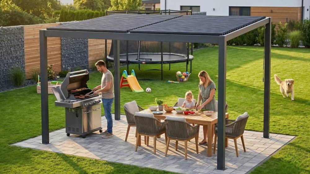 Obrázek k výrobku 68540 - hliníková bioklimatická pergola LANITPLAST STANDARD 3x3 m LG2299