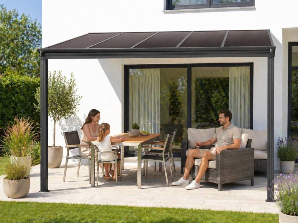 Obrázek k výrobku 62013 - hliníková pergola LANITPLAST WALL 33 antracit + bronz PC