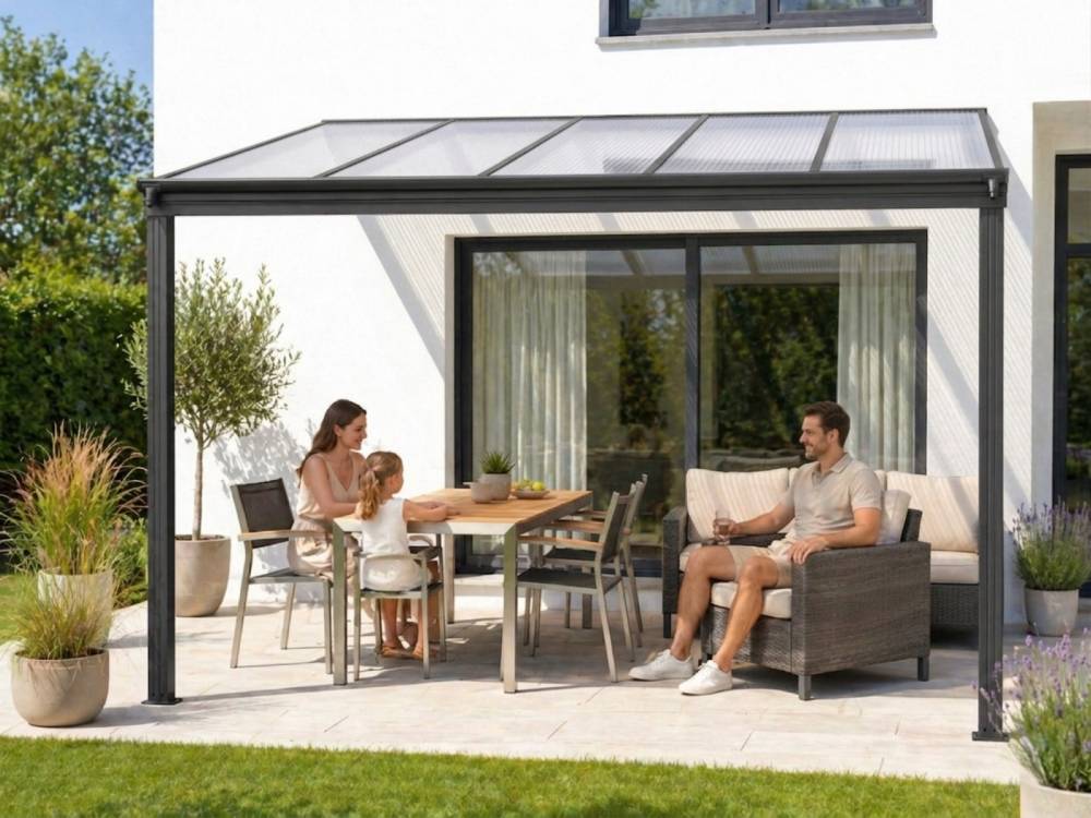 Obrázek k výrobku 62009 - hliníková pergola LANITPLAST WALL 33 antracit + čirý PC