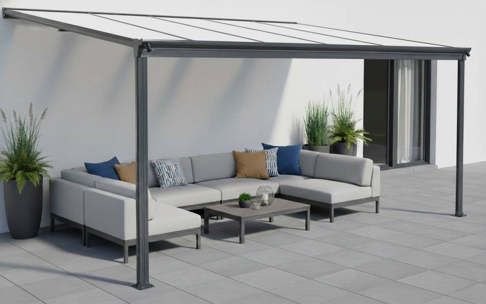 Obrázek k výrobku 62011 - hliníková pergola LANITPLAST WALL 33 antracit + opál PC
