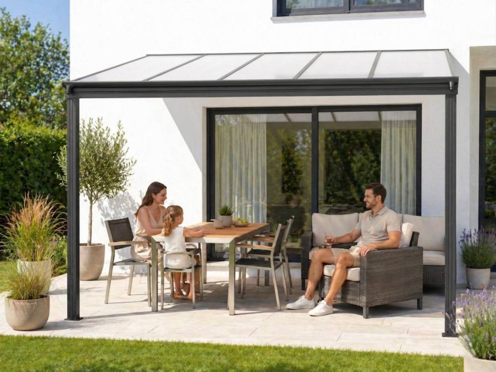 Obrázek k výrobku 62011 - hliníková pergola LANITPLAST WALL 33 antracit + opál PC