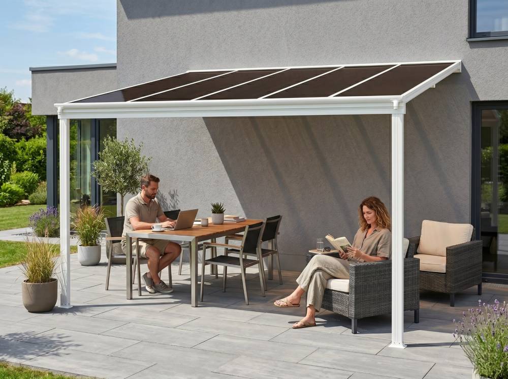 Obrázek k výrobku 62014 - hliníková pergola LANITPLAST WALL 33 bílá + bronz PC