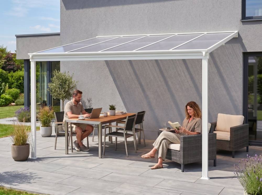 Obrázek k výrobku 62008 - hliníková pergola LANITPLAST WALL 33 bílá + čirý PC