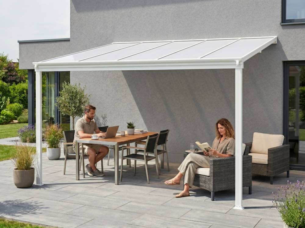 Obrázek k výrobku 62012 - hliníková pergola LANITPLAST WALL 33 bílá + opál PC