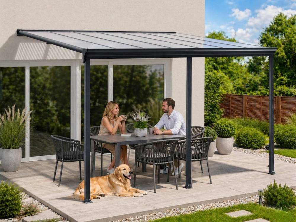 Obrázek k výrobku 62016 - hliníková pergola LANITPLAST WALL 43 antracit + čirý PC