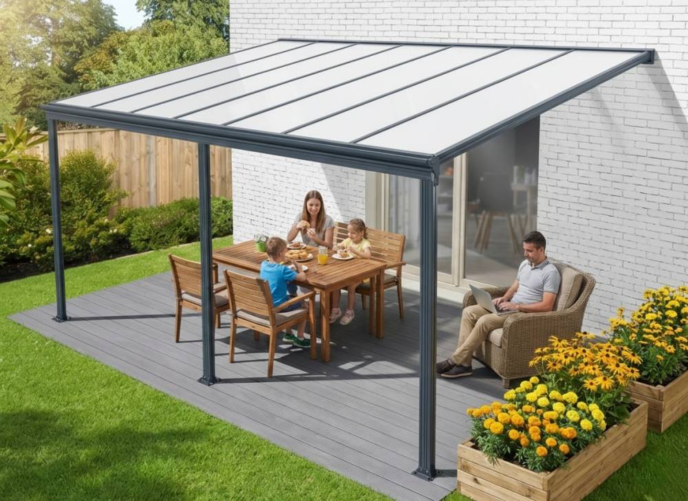 Obrázek k výrobku 62017 - hliníková pergola LANITPLAST WALL 43 antracit + opál PC