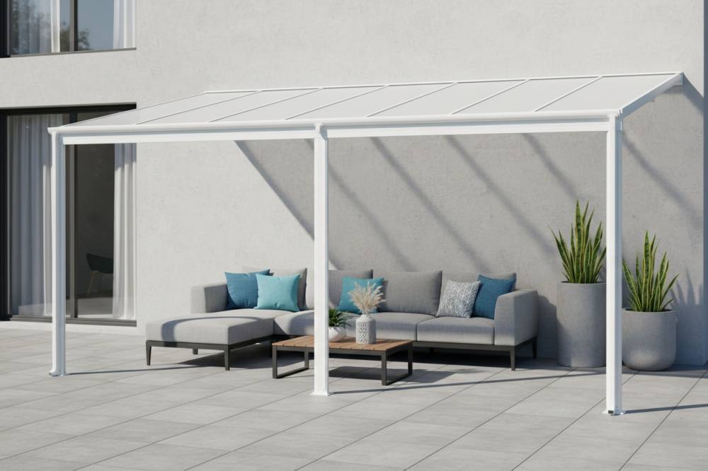 Obrázek k výrobku 62020 - hliníková pergola LANITPLAST WALL 43 bílá + opál PC