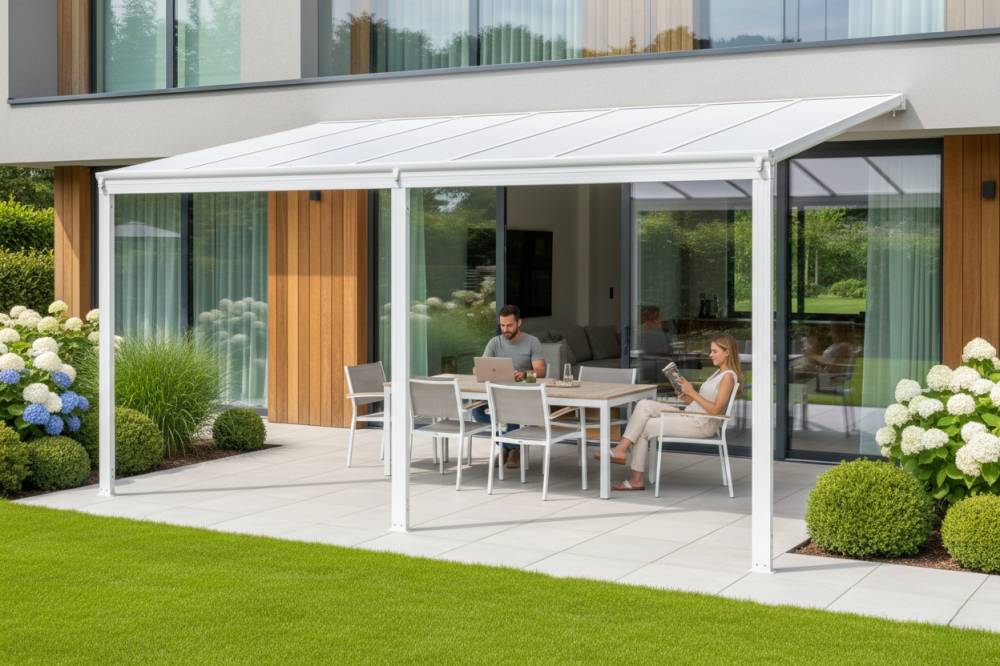 Obrázek k výrobku 62020 - hliníková pergola LANITPLAST WALL 43 bílá + opál PC