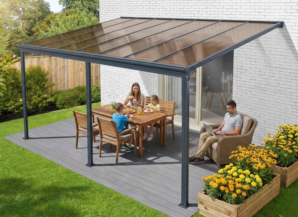 Obrázek k výrobku 62021 - hliníková pergola LANITPLAST WALL 53 antracit + bronz PC