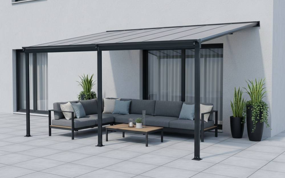 Obrázek k výrobku 62022 - hliníková pergola LANITPLAST WALL 53 antracit + čirý PC