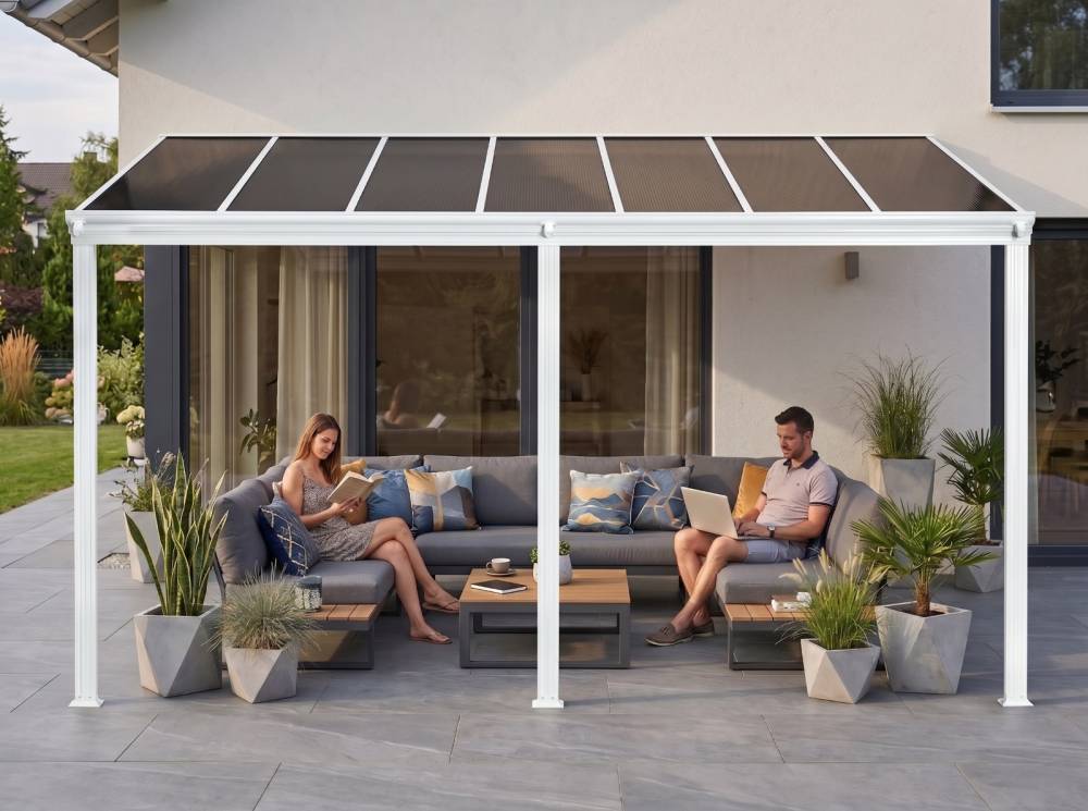 Obrázek k výrobku 62024 - hliníková pergola LANITPLAST WALL 53 bílá + bronz PC