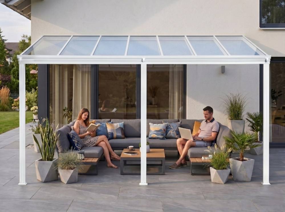 Obrázek k výrobku 62005 - hliníková pergola LANITPLAST WALL 53 bílá + čirý PC