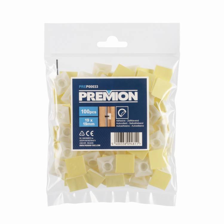 Obrázek k výrobku 90795 - Kabelová příchytka samolepící bílá 19 x 19mm 100ks