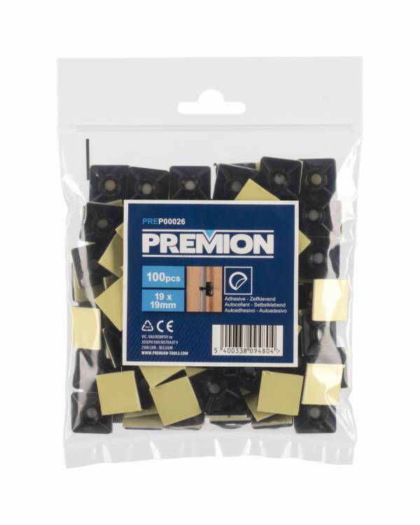 Obrázek k výrobku 90789 - Kabelová příchytka samolepící černá 19 x 19mm 100ks