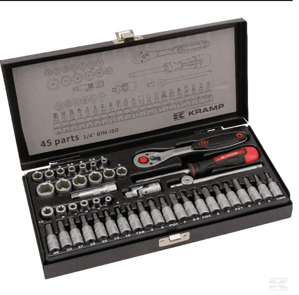 Obrázek k výrobku 68622 - KRAMP Sada nástrčných klíčů 1/4", 45 dílů