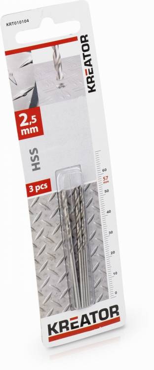 Obrázek k výrobku 48787 - KRT010104 - 3ks HSS vrták do kovu 2,5x57 mm