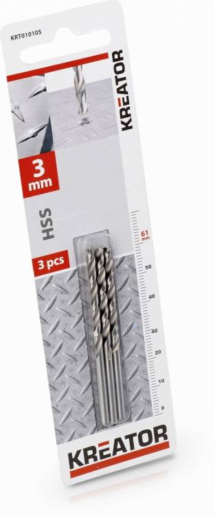 Obrázek k výrobku 48788 - KRT010105 - 3ks HSS vrták do kovu 3x61 mm