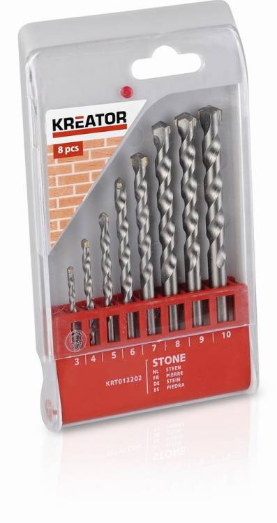 Obrázek k výrobku 36998 - KRT012202 - 8 ks Vrtáků do zdiva 3-10 mm
