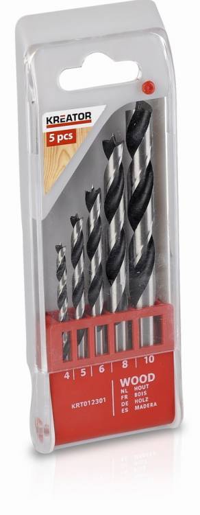 Obrázek k výrobku 36999 - KRT012301 - 5 ks Vrtáků do dřeva 4-5-6-8-10 mm
