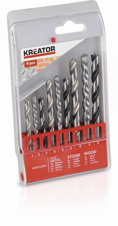 Obrázek k výrobku 37003 - KRT012501 - 9 ks Vrtáků SET - kov, kámen, dřevo