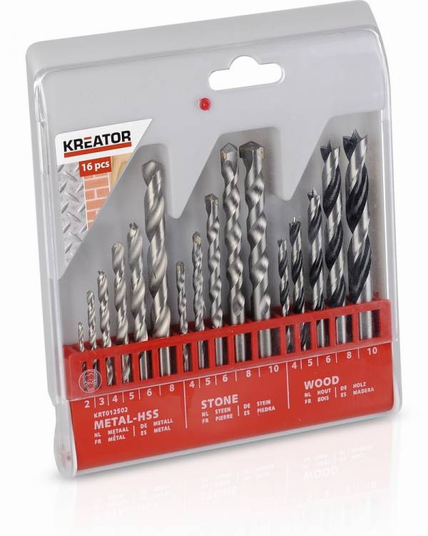 Obrázek k výrobku 37004 - KRT012502 - 16 ks Vrtáků SET - kov, kámen, dřevo