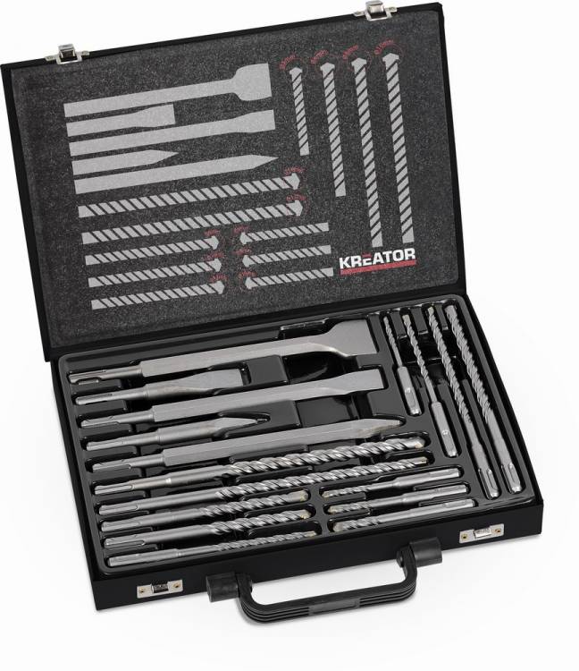 Obrázek k výrobku 36933 - KRT012801 - 17-ti dílná sada SDS Plus vrtáků / sekáčů