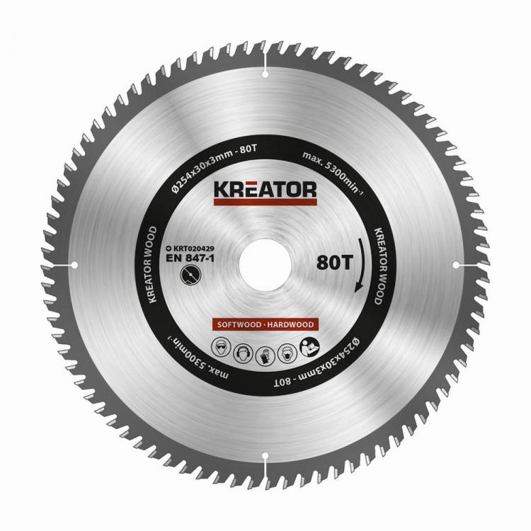 Obrázek k výrobku 37710 - KRT020429 - Pilový kotouč na dřevo 254mm, 80T