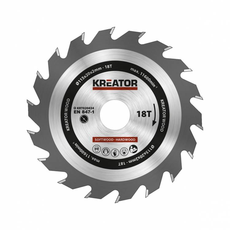 Obrázek k výrobku 38855 - KRT020434 - Pilový kotouč na dřevo 115mm, 18T