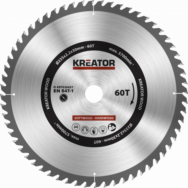 Obrázek k výrobku 48964 - KRT020437 - Pilový kotouč na dřevo 235mm 60T