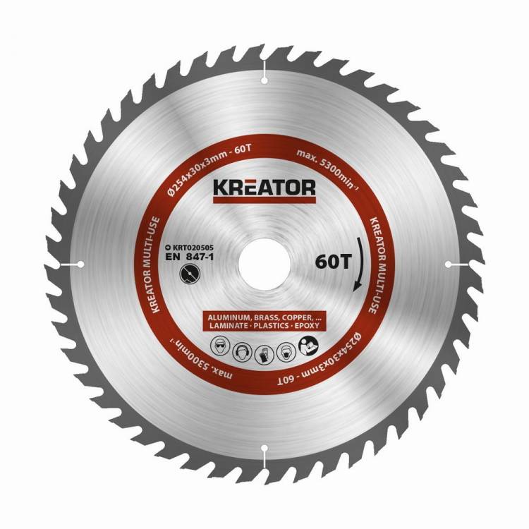 Obrázek k výrobku 37719 - KRT020505 - Pilový kotouč univerzální 254mm, 60T